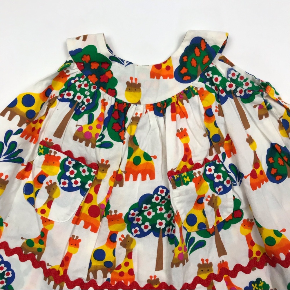 Handmade Vintage Giraffe Floral Pocket Apron Dress - Picture 2 of 4